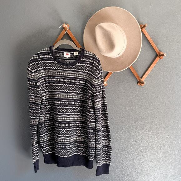 Levi's Fair Isle Style Navy Pattern Sweater Size L - Picture 1 of 9